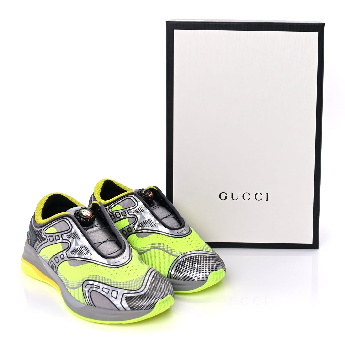Fabric Mens Ultrapace R Mid Top Sneakers 7.5 Grey Neon Yellow Silver Loess