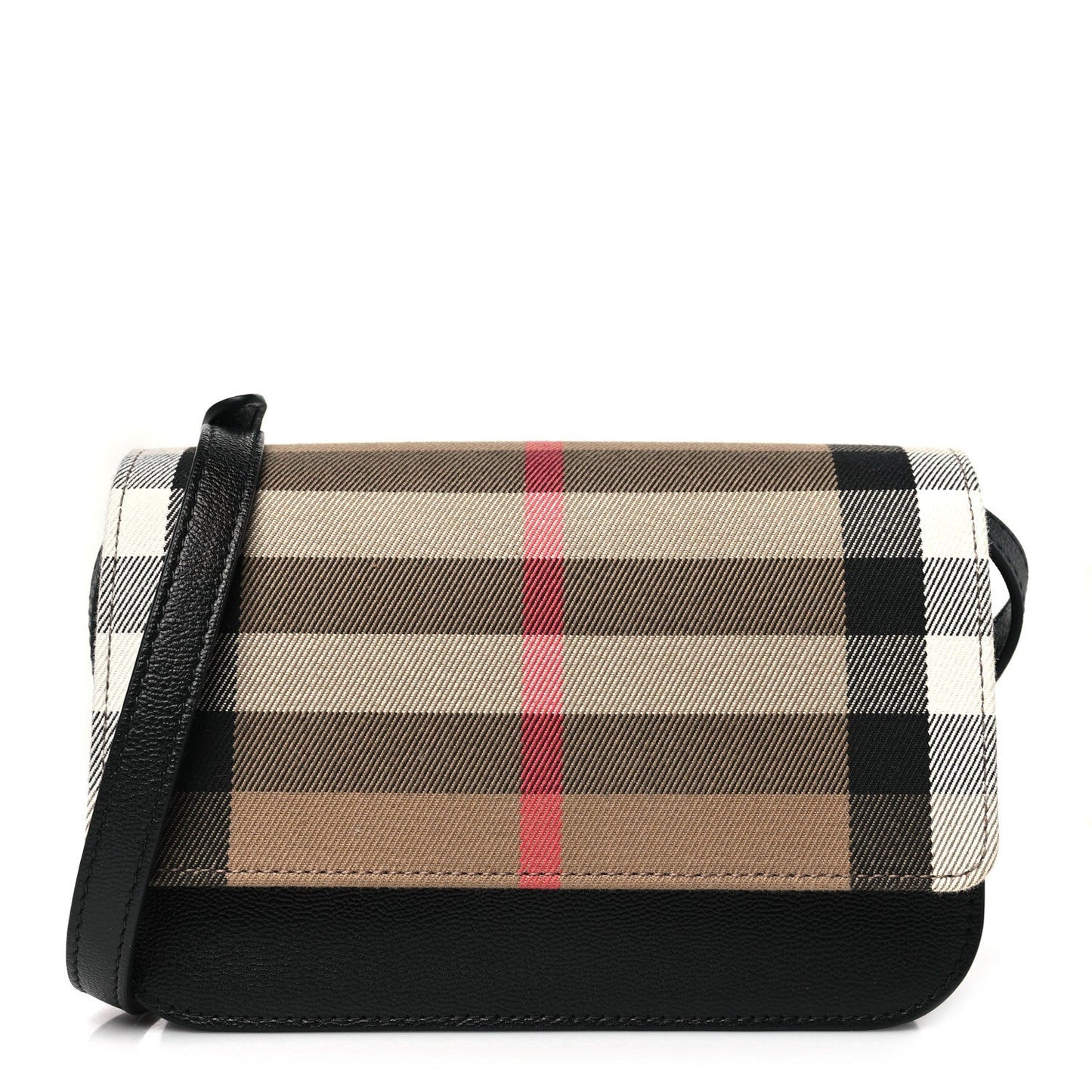 Grained Calfskin House Check Small Madison Shoulder Bag Black