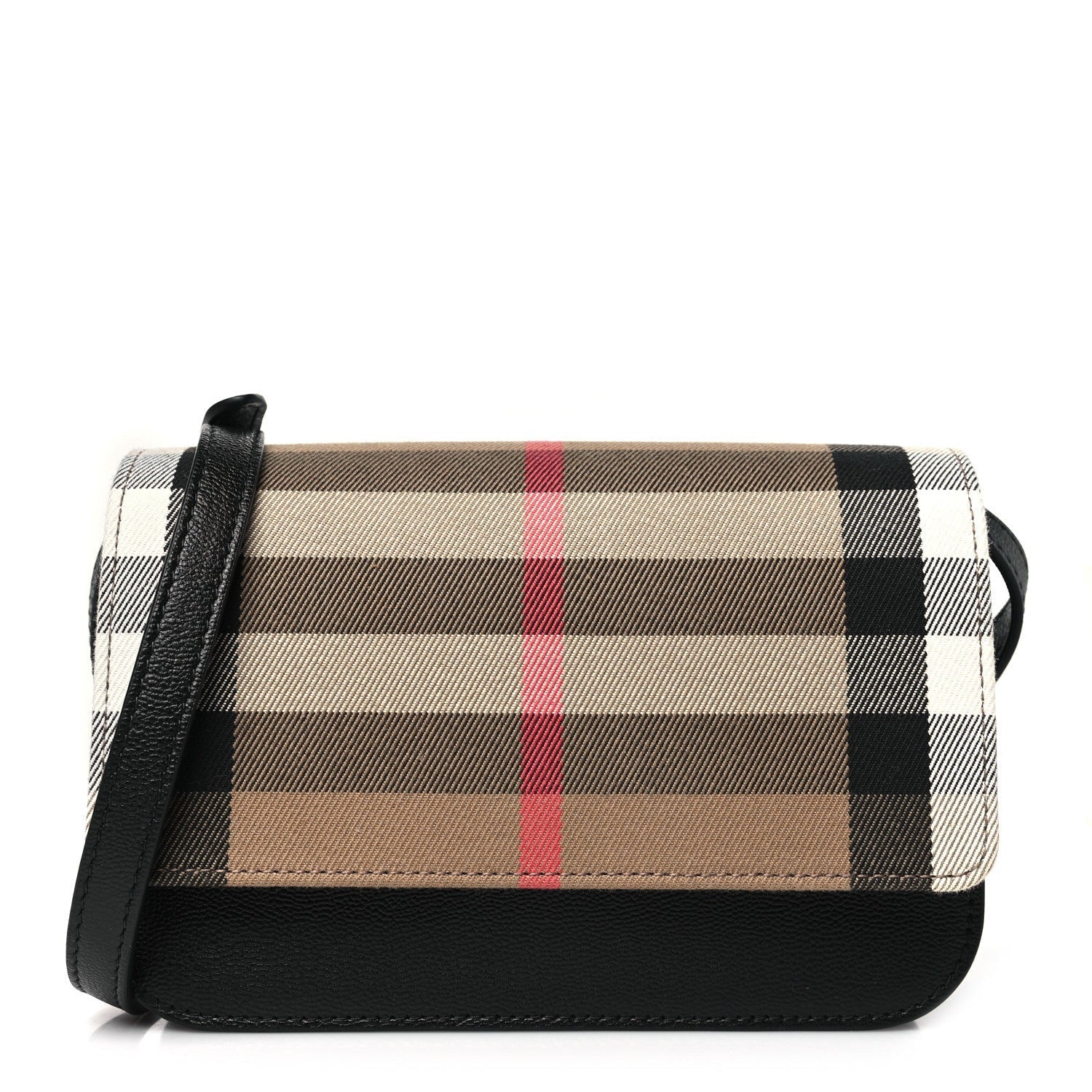 Burberry Grained Calfskin House Check Small Madison Shoulder Bag Black 1 of 7