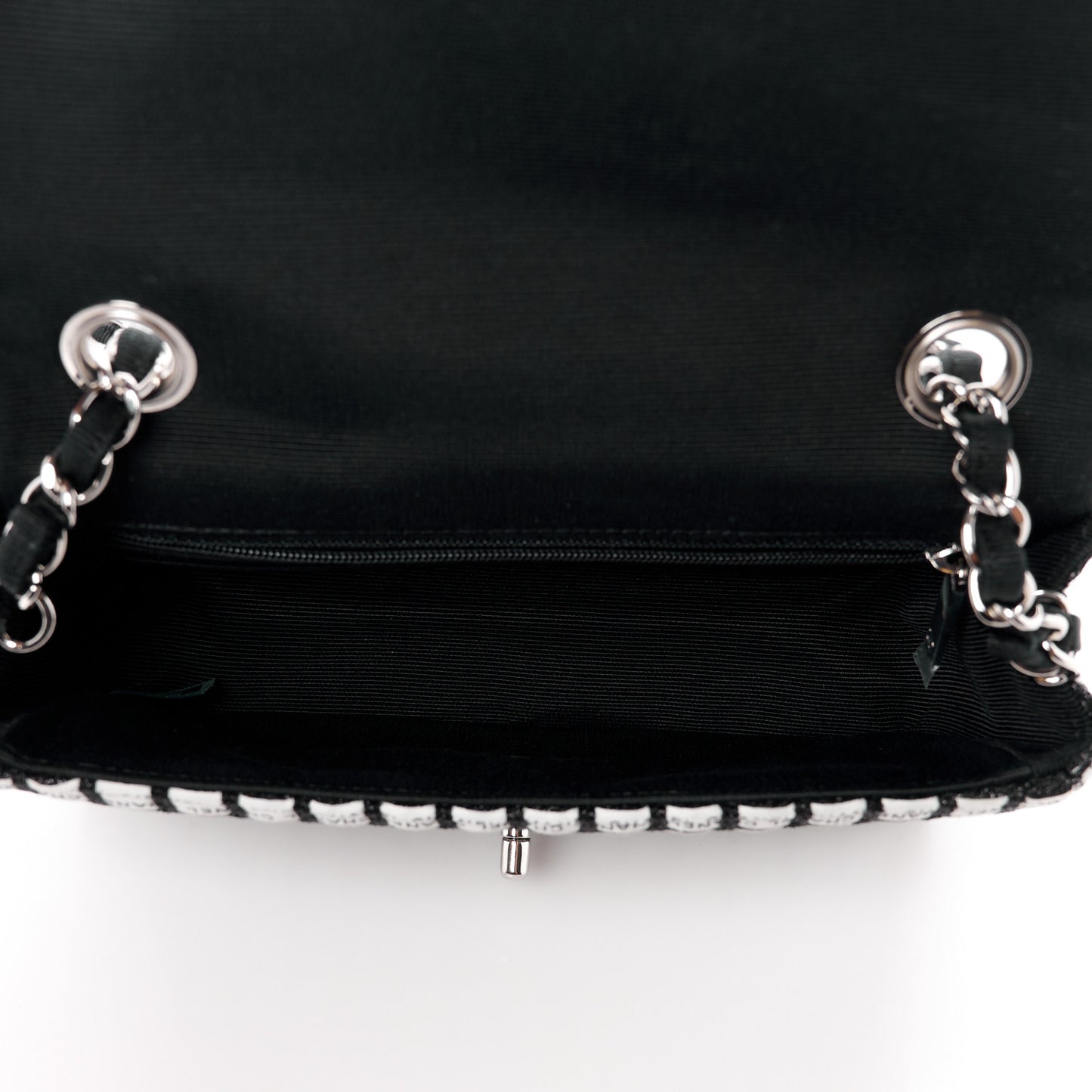 Ribbon Tweed Mini Rectangular Flap Black Ivory