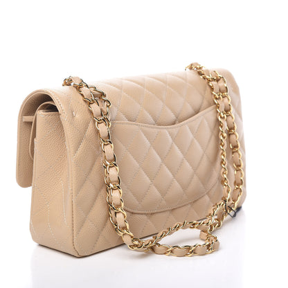 Chanel Caviar Quilted Medium Double Flap Light Beige 2 of 10