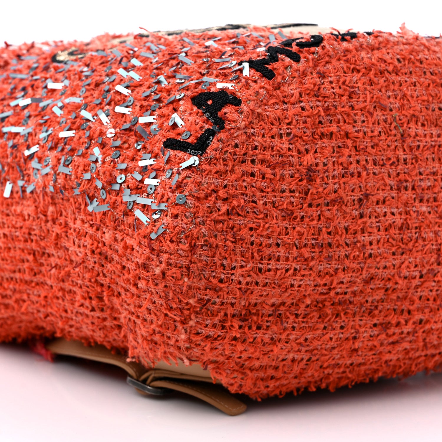Chanel Tweed Sequins Embroidered Cubano Trip Backpack Orange Coral 8 of 11