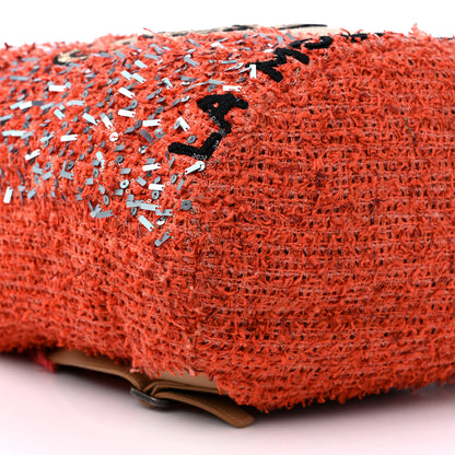Chanel Tweed Sequins Embroidered Cubano Trip Backpack Orange Coral 8 of 11