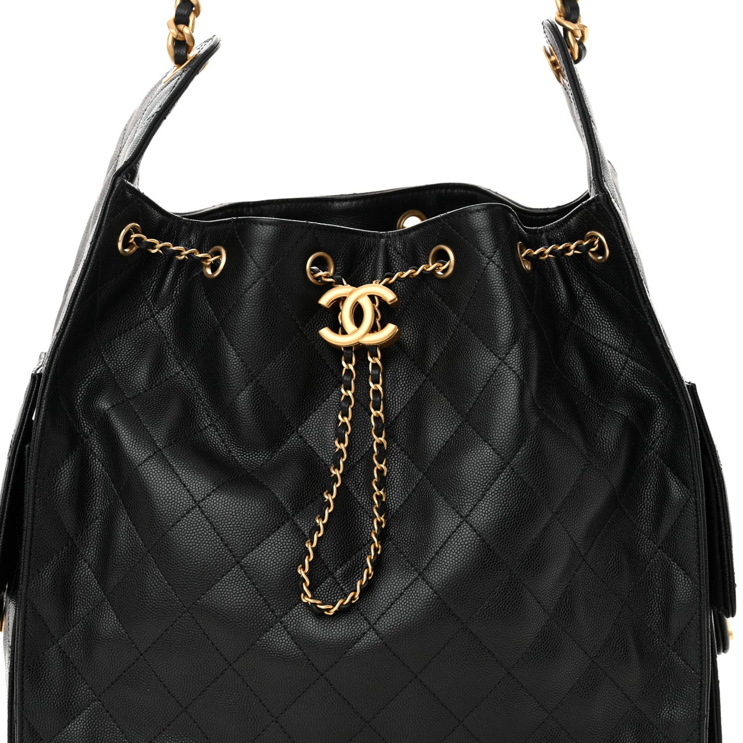 Caviar Quilted Medium Chanel 25 Handbag Black