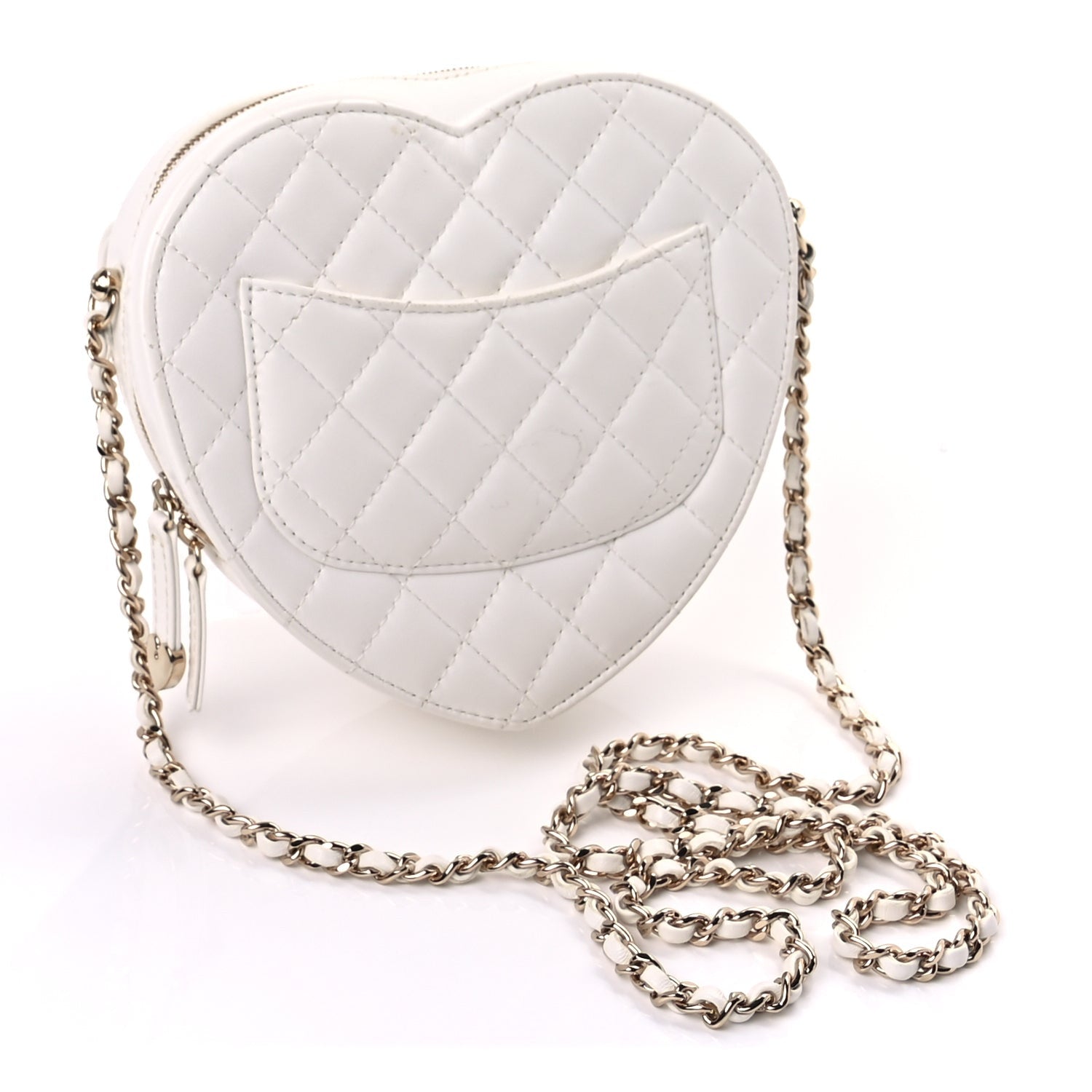 Chanel Lambskin Quilted CC In Love Heart Bag  White 3 of 9