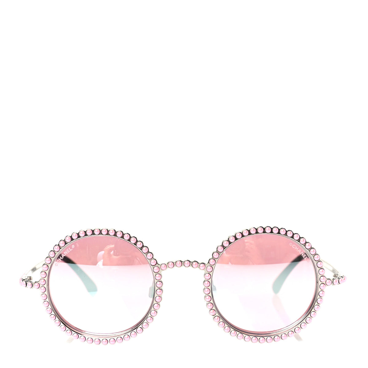 Metallic Pearl Round Sunglasses 71138 Pink