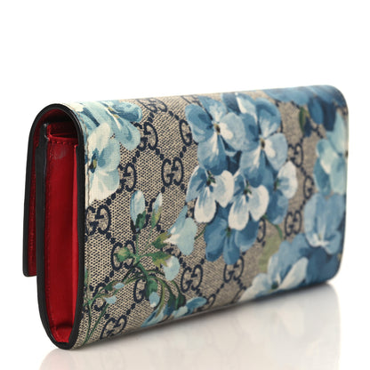 Gucci GG Supreme Monogram Blooms Continental Wallet Blue 3 of 9