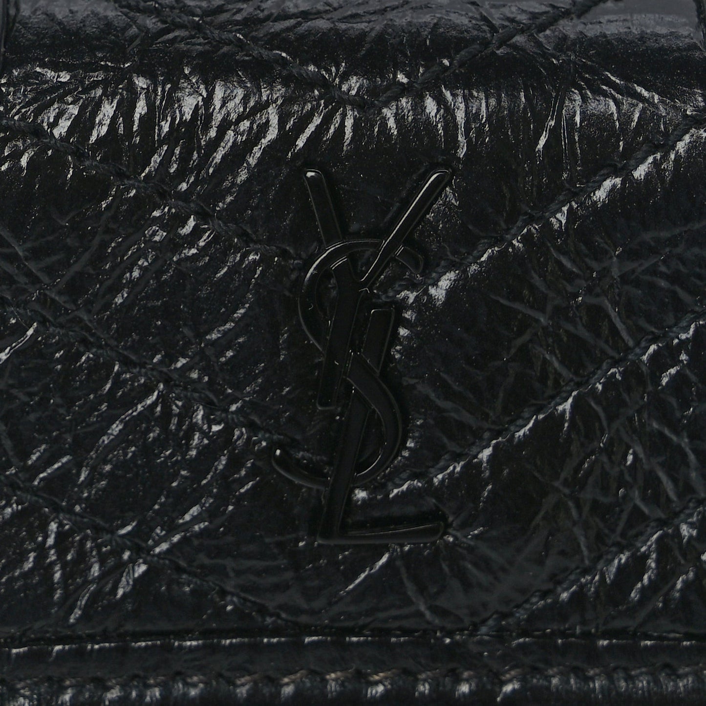Crinkled Calfskin Matelasse Monogram Niki Airpods Holder Micro Bag Black