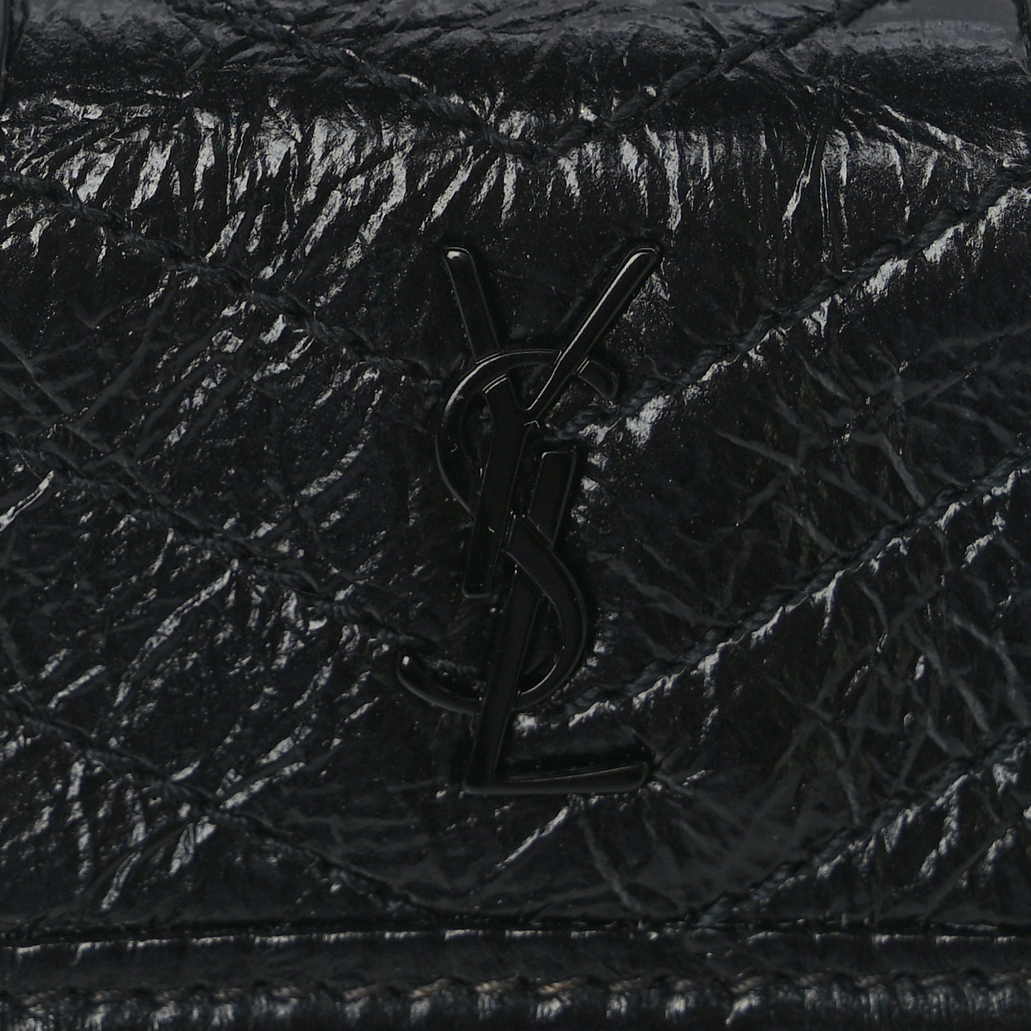 Saint Laurent Crinkled Calfskin Matelasse Monogram Niki Airpods Holder Micro Bag Black 6 of 9