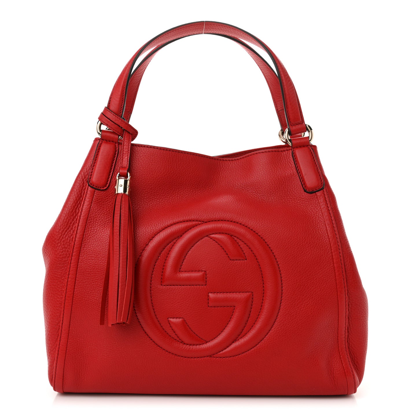 Pebbled Calfskin Medium Soho Shoulder Bag Tabasco Red
