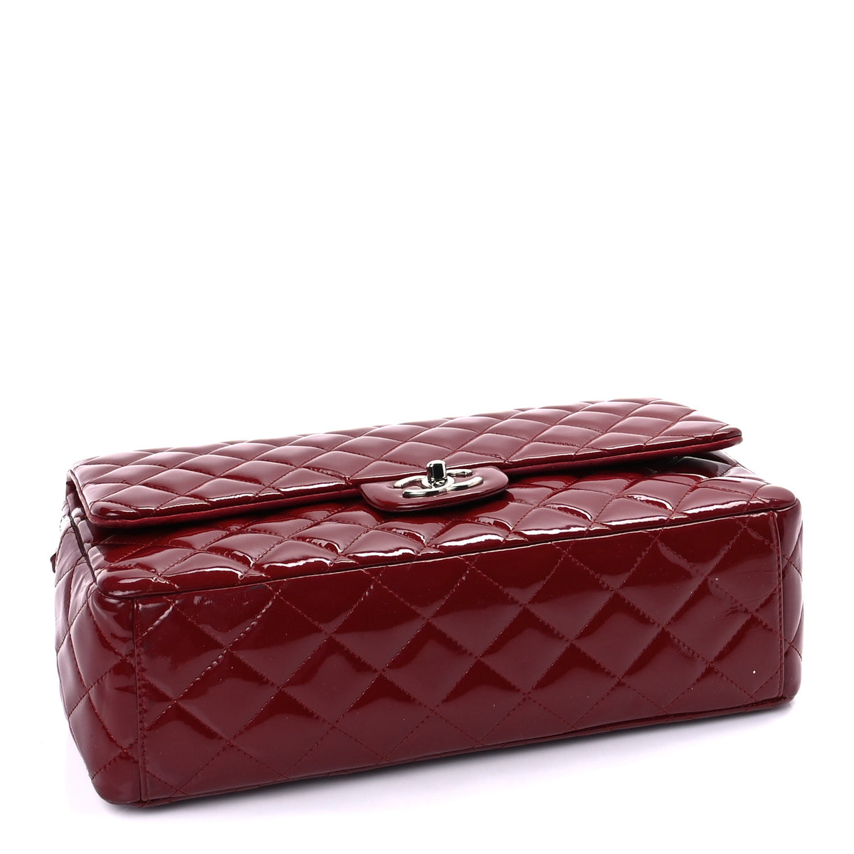 Patent Quilted Maxi Double Flap Red