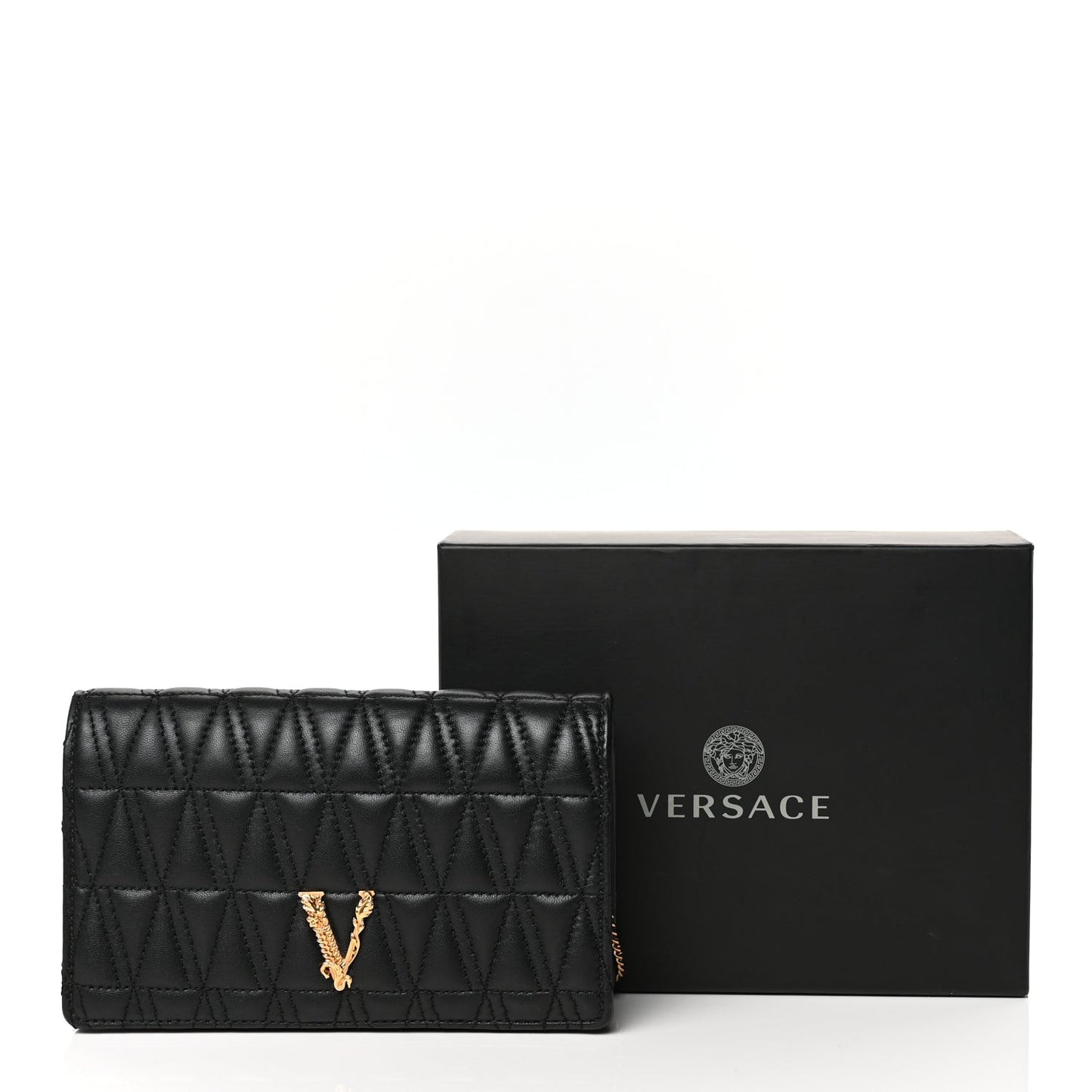 Nappa Quilted Virtus Clutch Bag Black