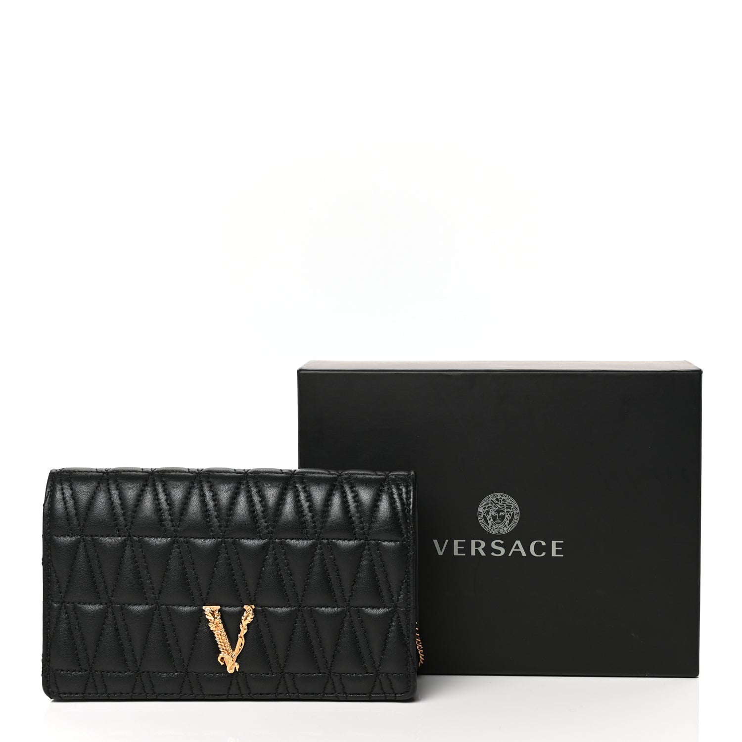 Versace Nappa Quilted Virtus Clutch Bag Black 10 of 10