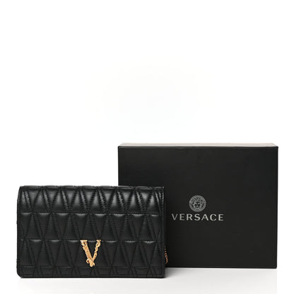 Versace Nappa Quilted Virtus Clutch Bag Black 10 of 10