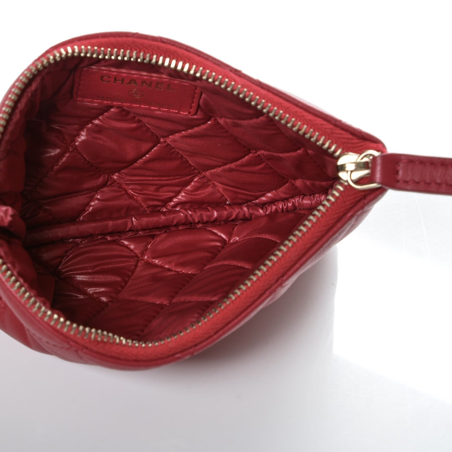 Lambskin Quilted Small Cosmetic Case Dark Pink