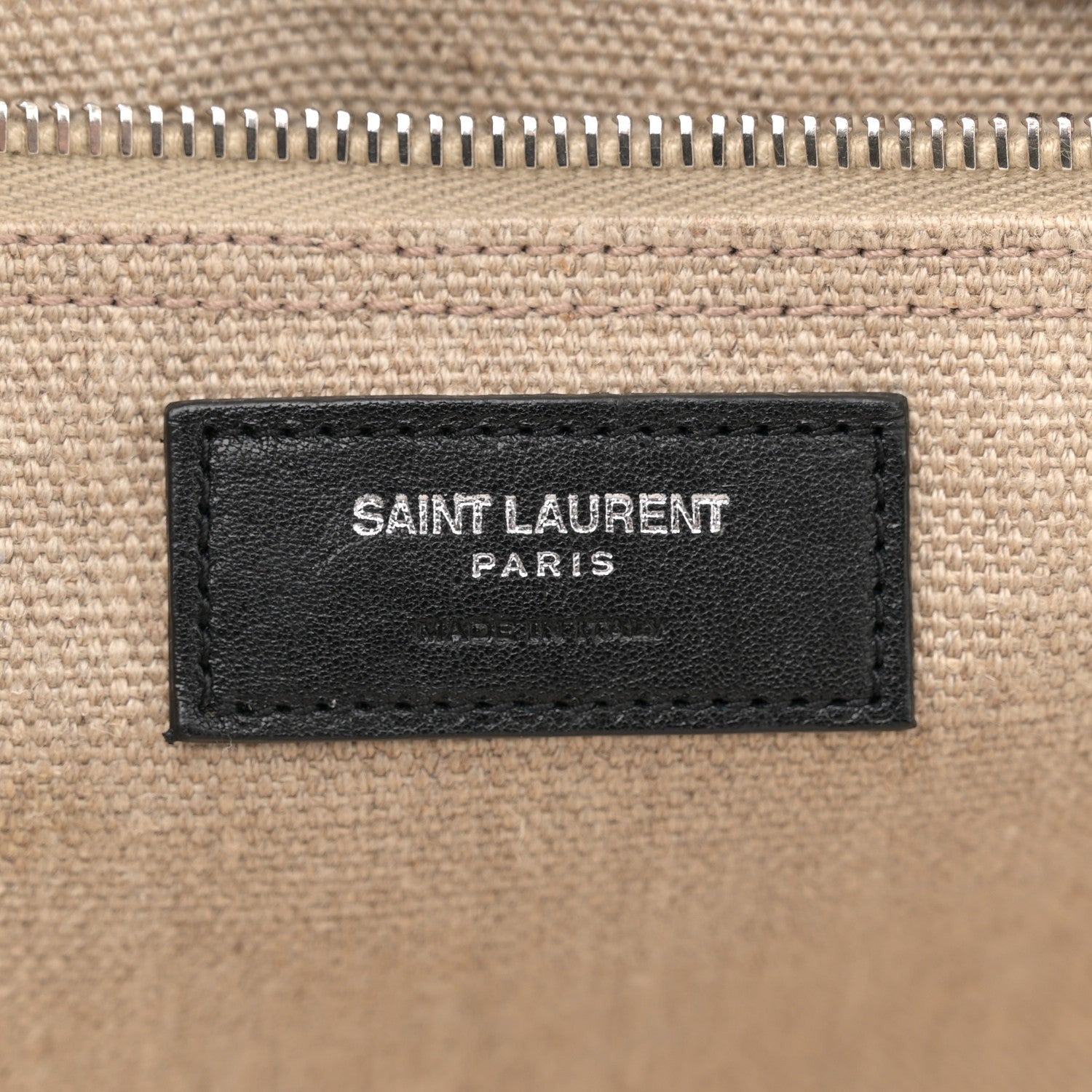 Saint Laurent Linen Calfskin Small Rive Gauche Tote Greggio Natural 6 of 7
