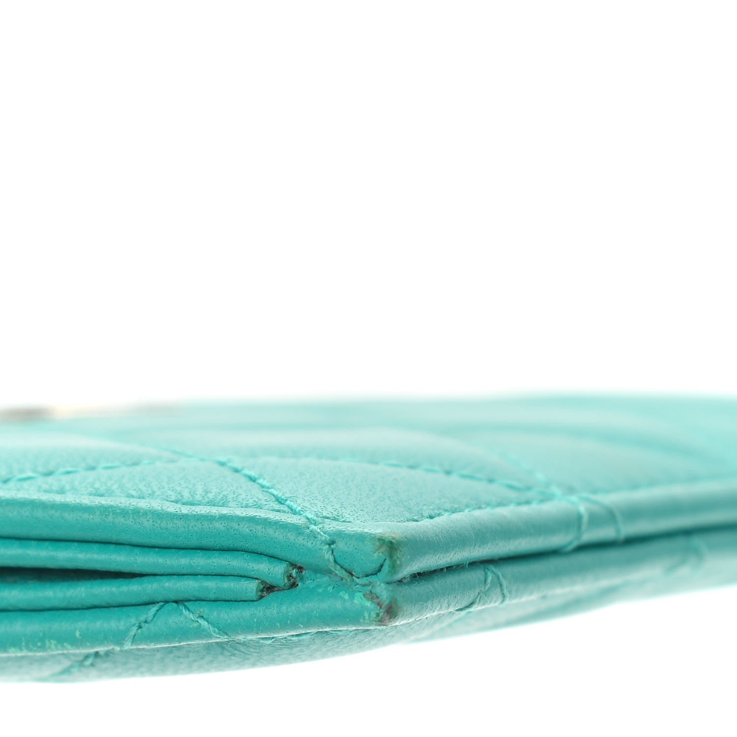 Chanel Lambskin Quilted Zip Card Holder Turquoise 8 of 10