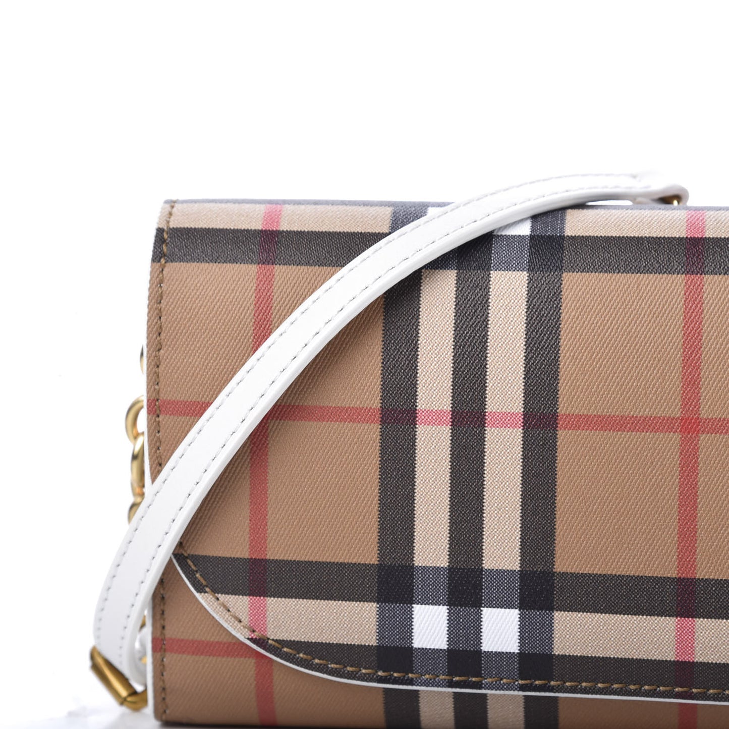 Vintage Check Henley Wallet On Chain Chalk White