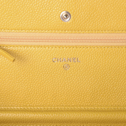 Chanel Caviar Quilted Wallet on Chain WOC Yellow 6 of 10
