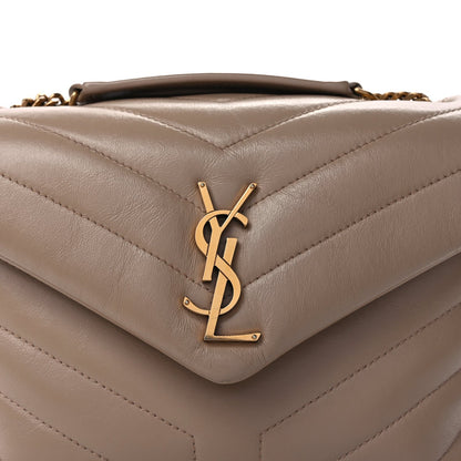 Saint Laurent Calfskin Y Quilted Monogram Small Loulou Chain Satchel Dark Beige 6 of 7