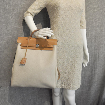 Hermes Toile HERBAG GM Backpack Bag Natural 3 of 11