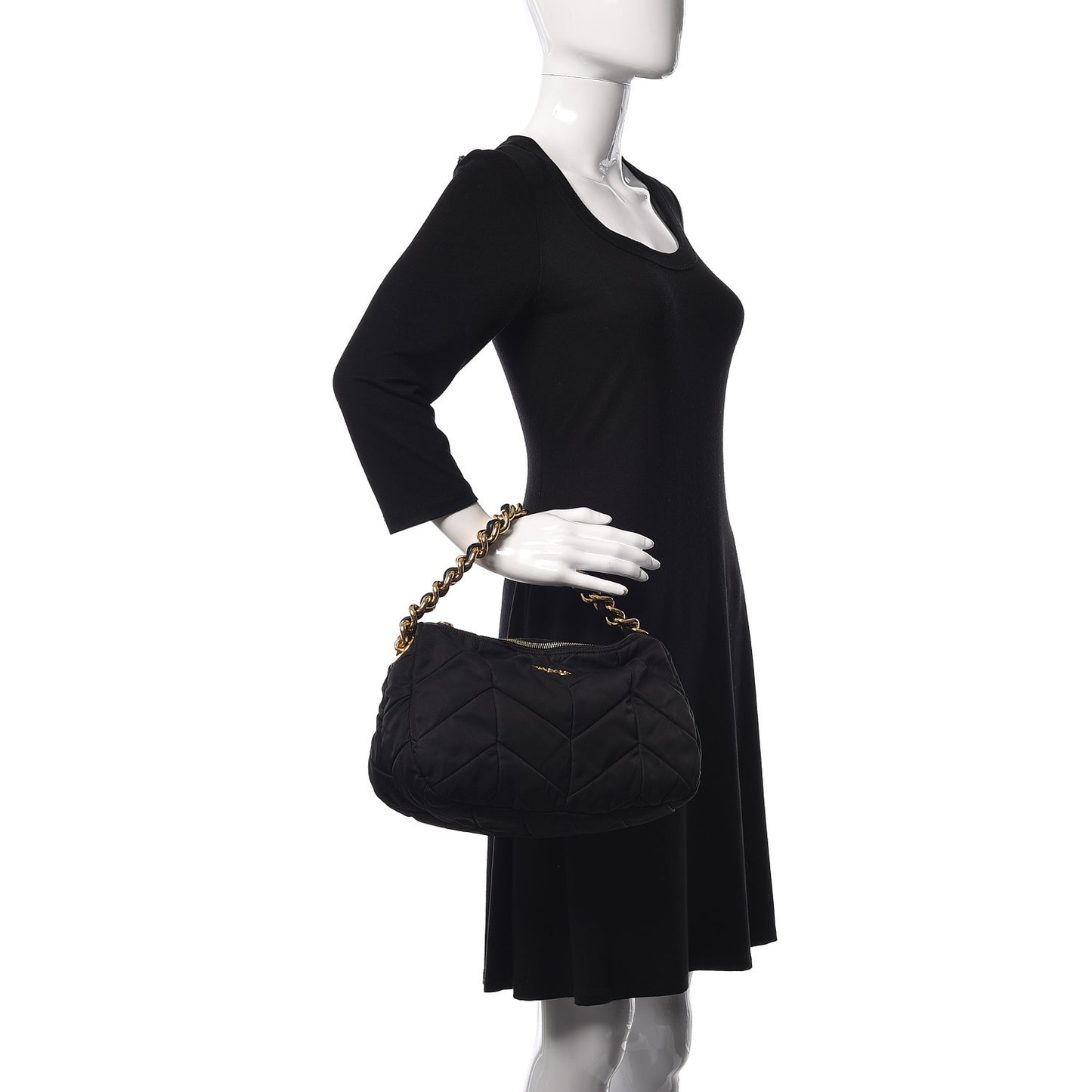 Tessuto Nylon Chevron Bag Black