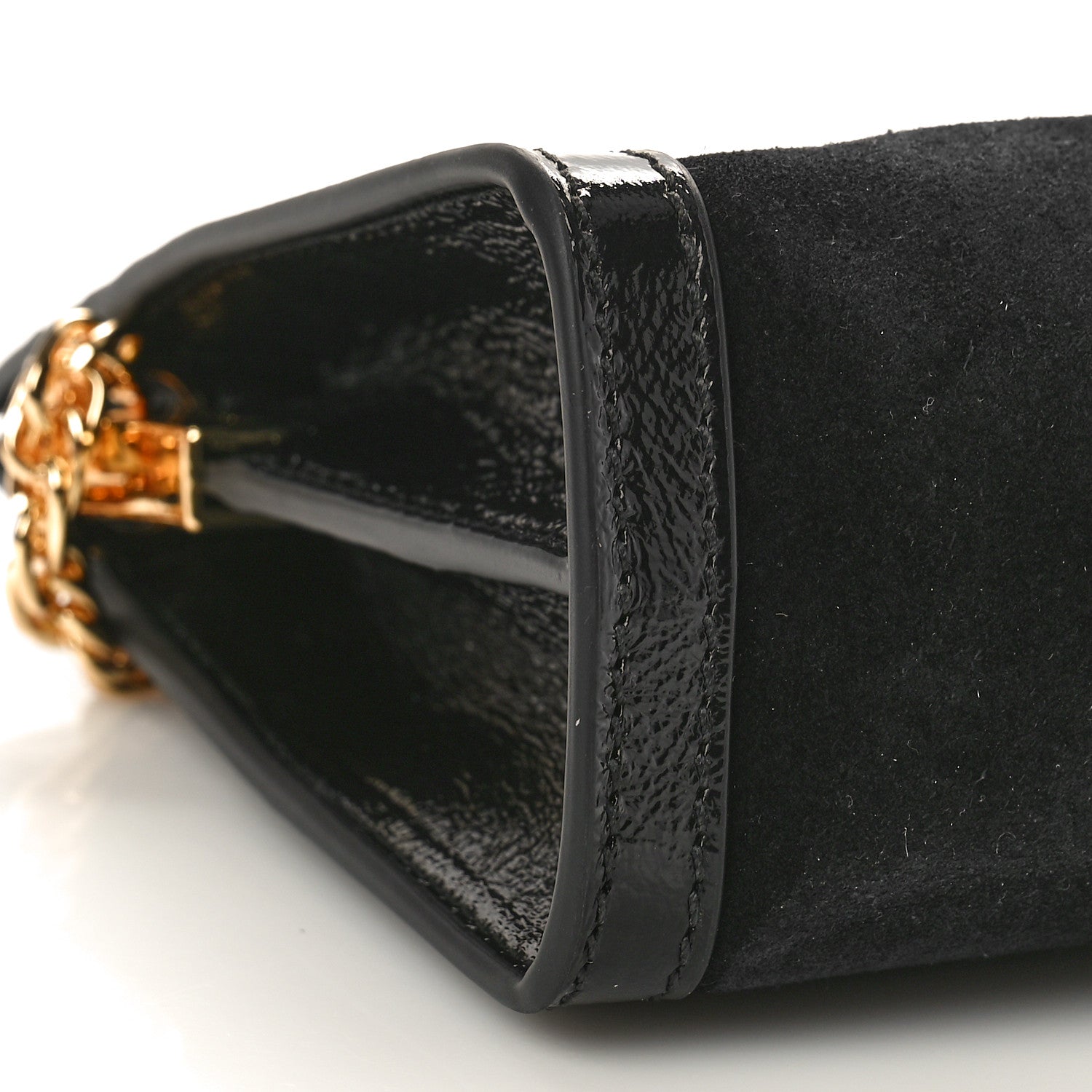 Gucci Suede Patent GG Web Small Ophidia Chain Shoulder Bag Black 9 of 10