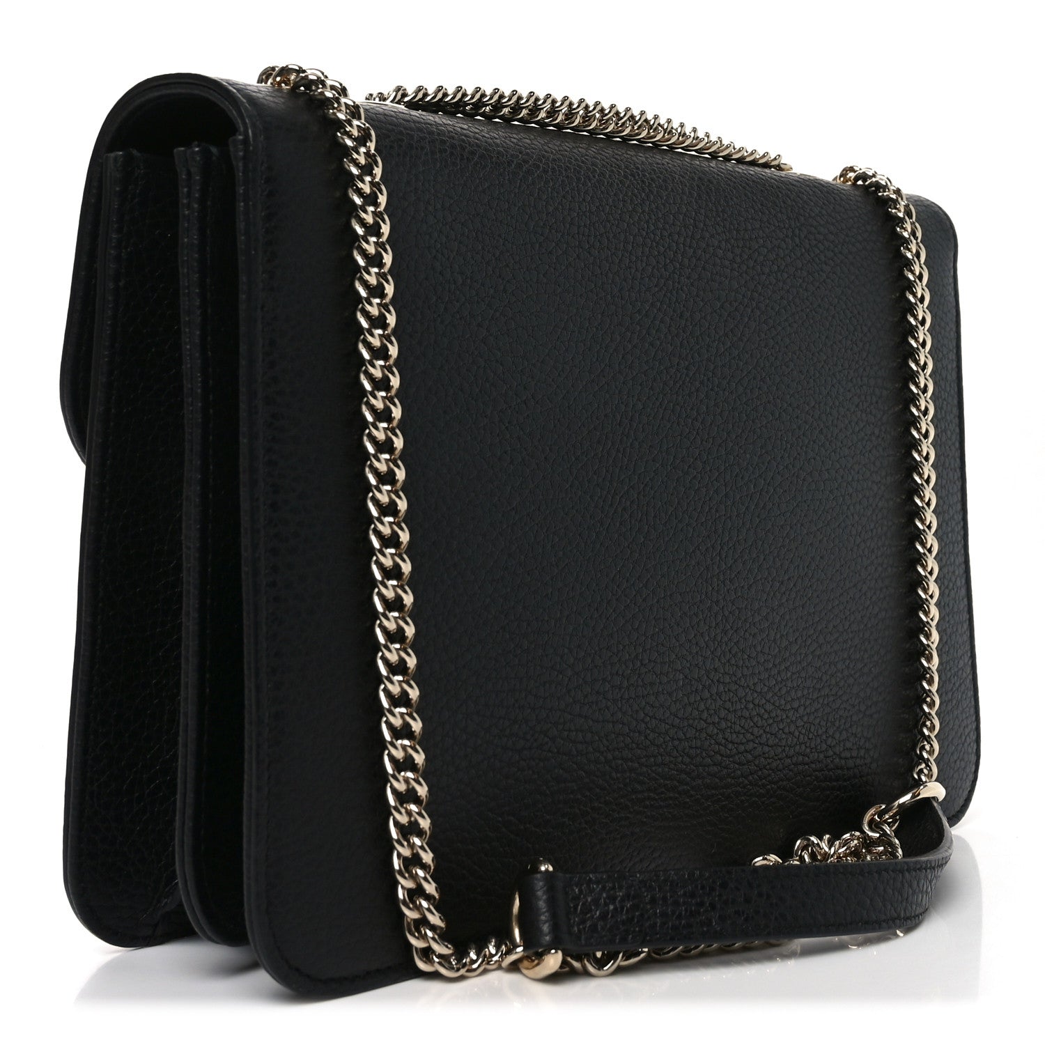 Gucci Dollar Calfskin Interlocking G Shoulder Bag Black 3 of 10