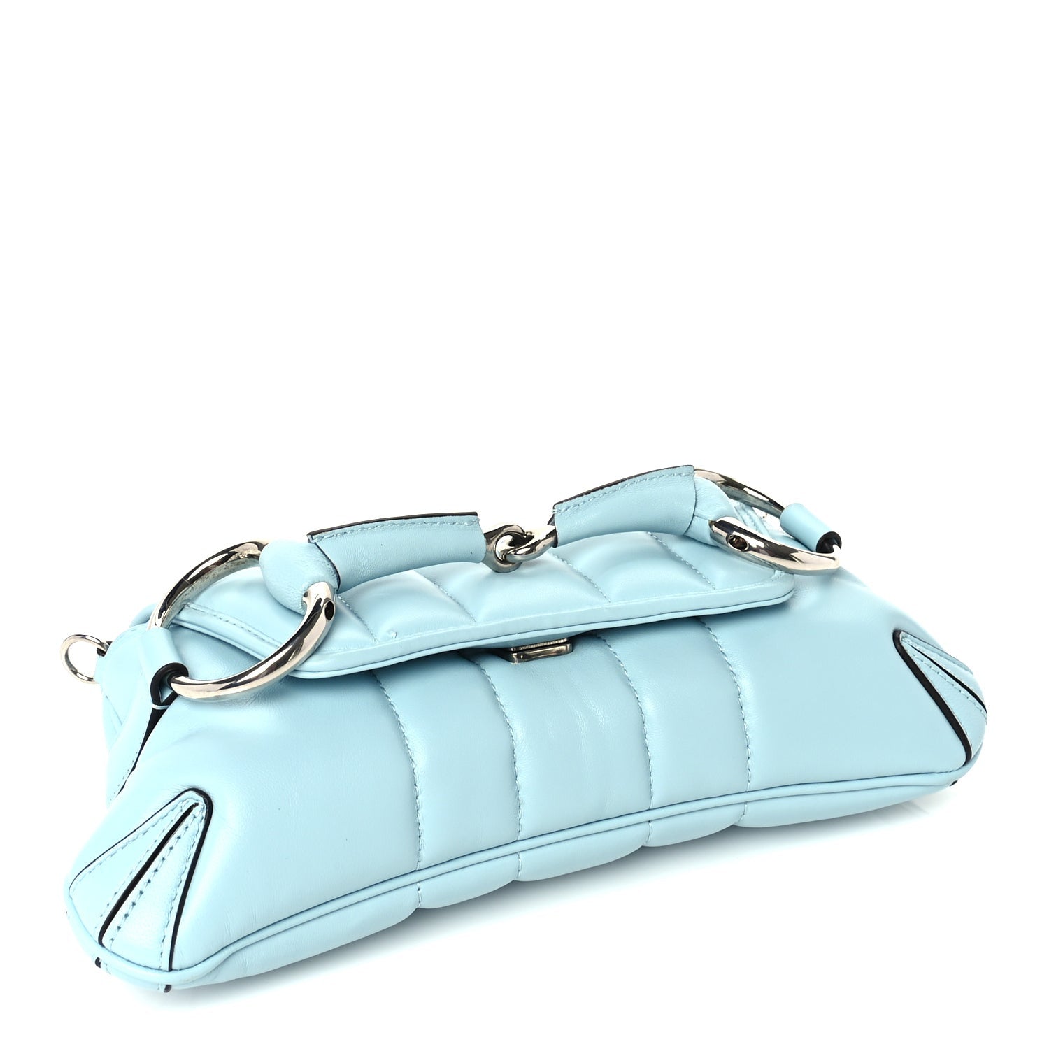 Gucci Nappa Vertical Matelasse Medium Maxi Horsebit Chain Shoulder Bag  Crystal Snow 3 of 8