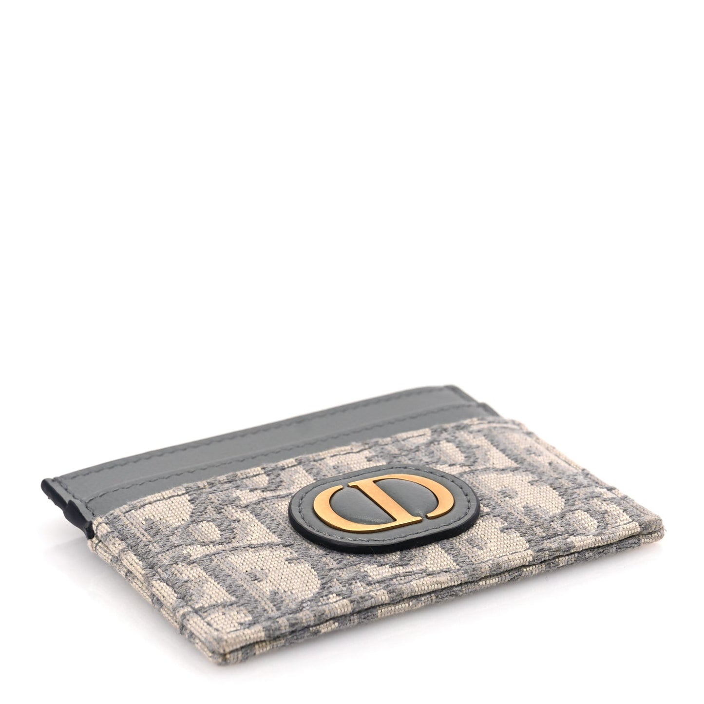 Oblique Calfskin 30 Montaigne Freesia Card Holder Grey