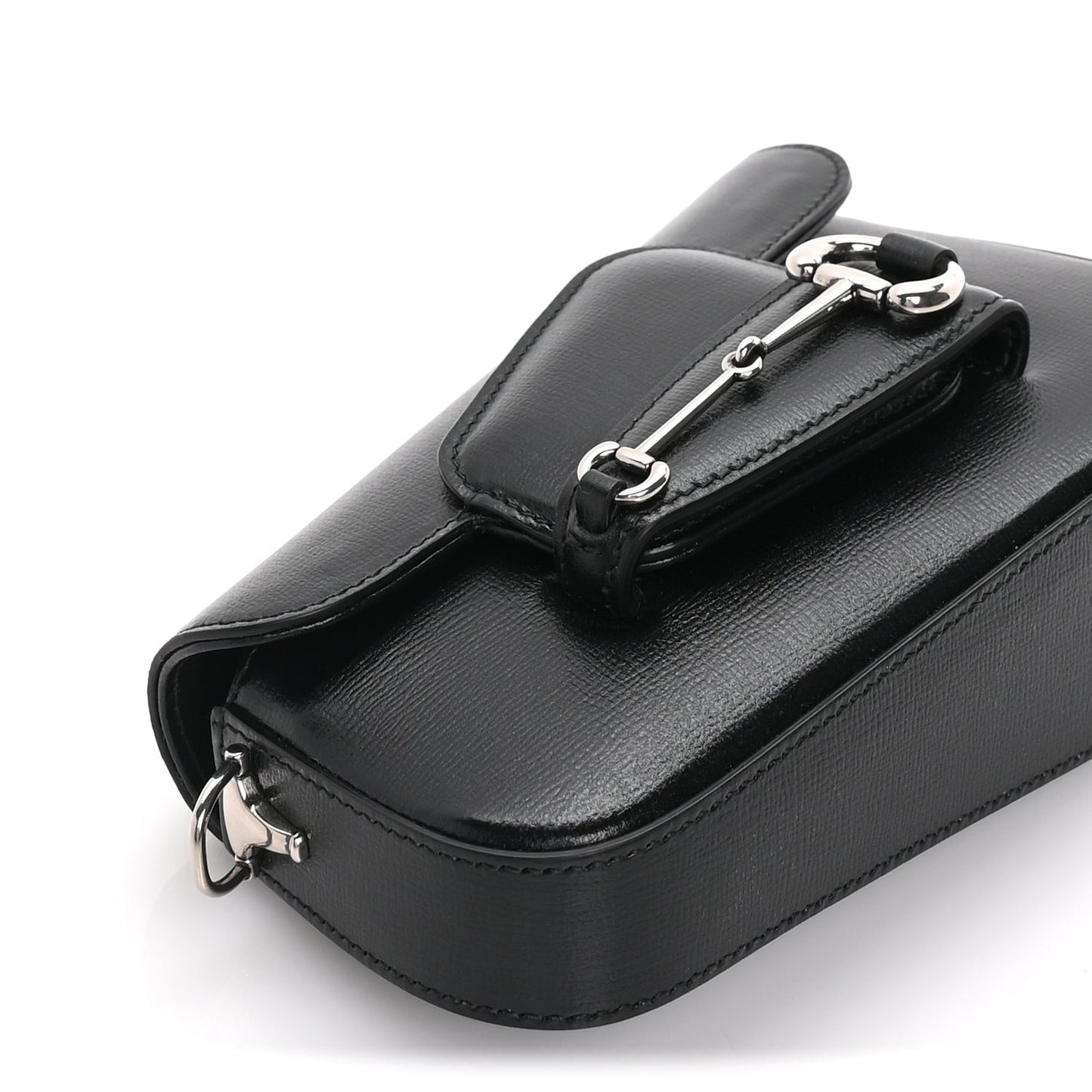 Demetra Mini Horsebit 1955 Asymmetric Shoulder Bag  Black