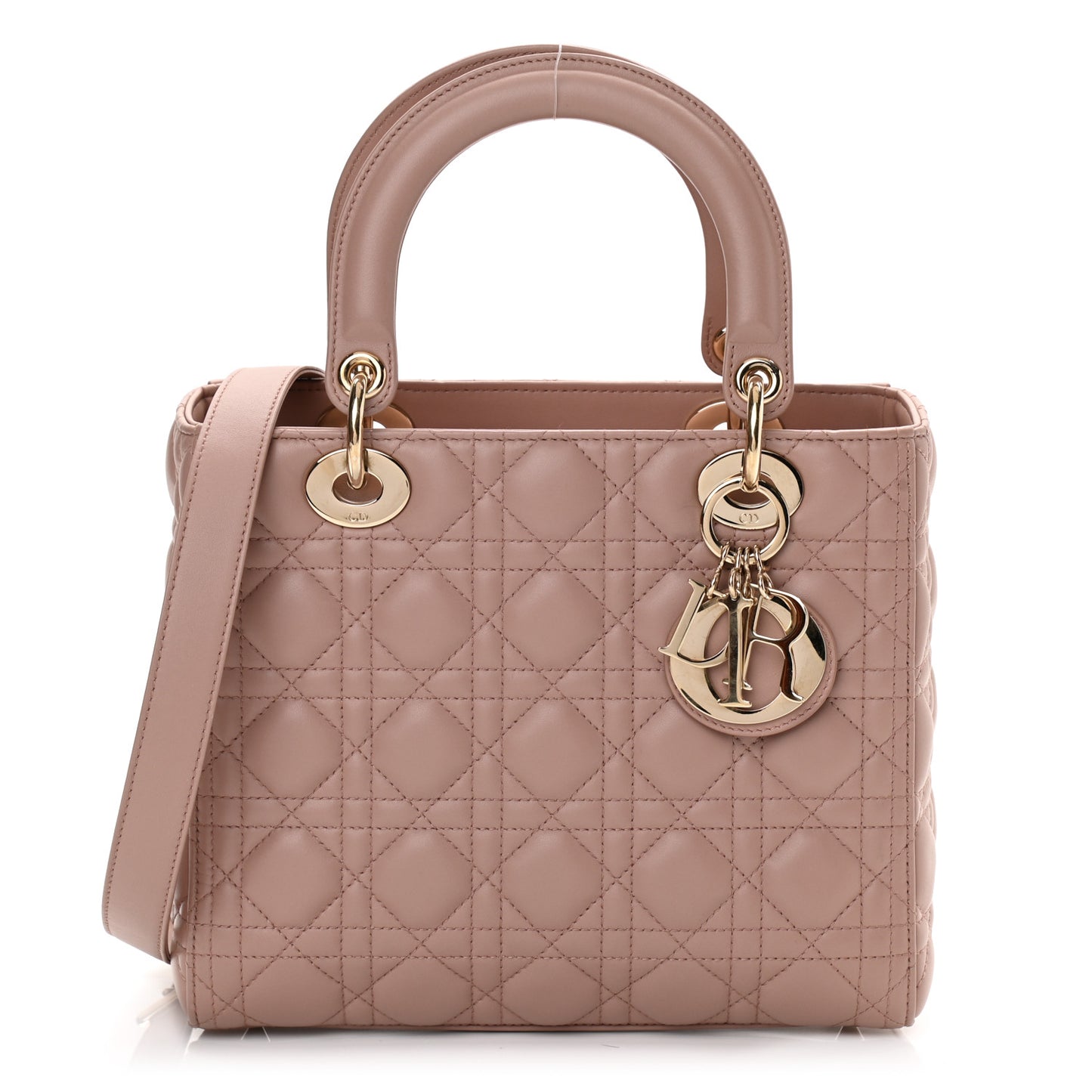 Lambskin Cannage Medium Lady Dior Bois de Rose