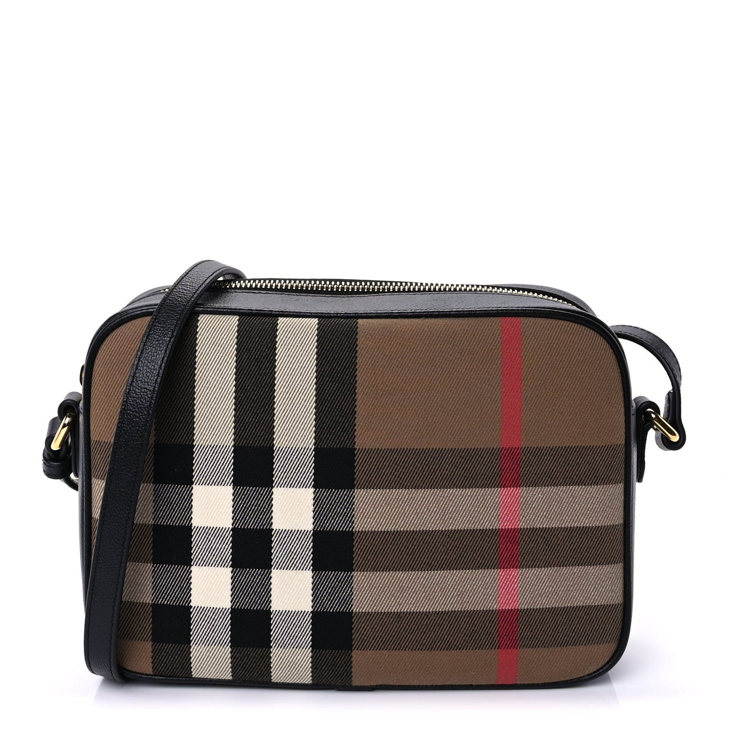 Calfskin House Check Medium Camera Bag Black