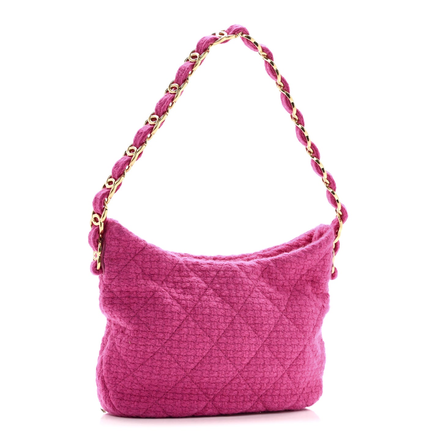 Cashmere Tweed Quilted CC Links Hobo Fuchsia