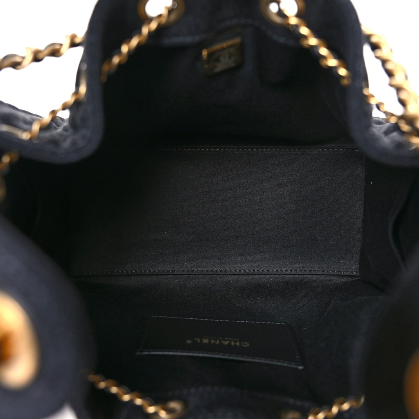 Washed Denim Quilted Small Chanel 25 Handbag Black