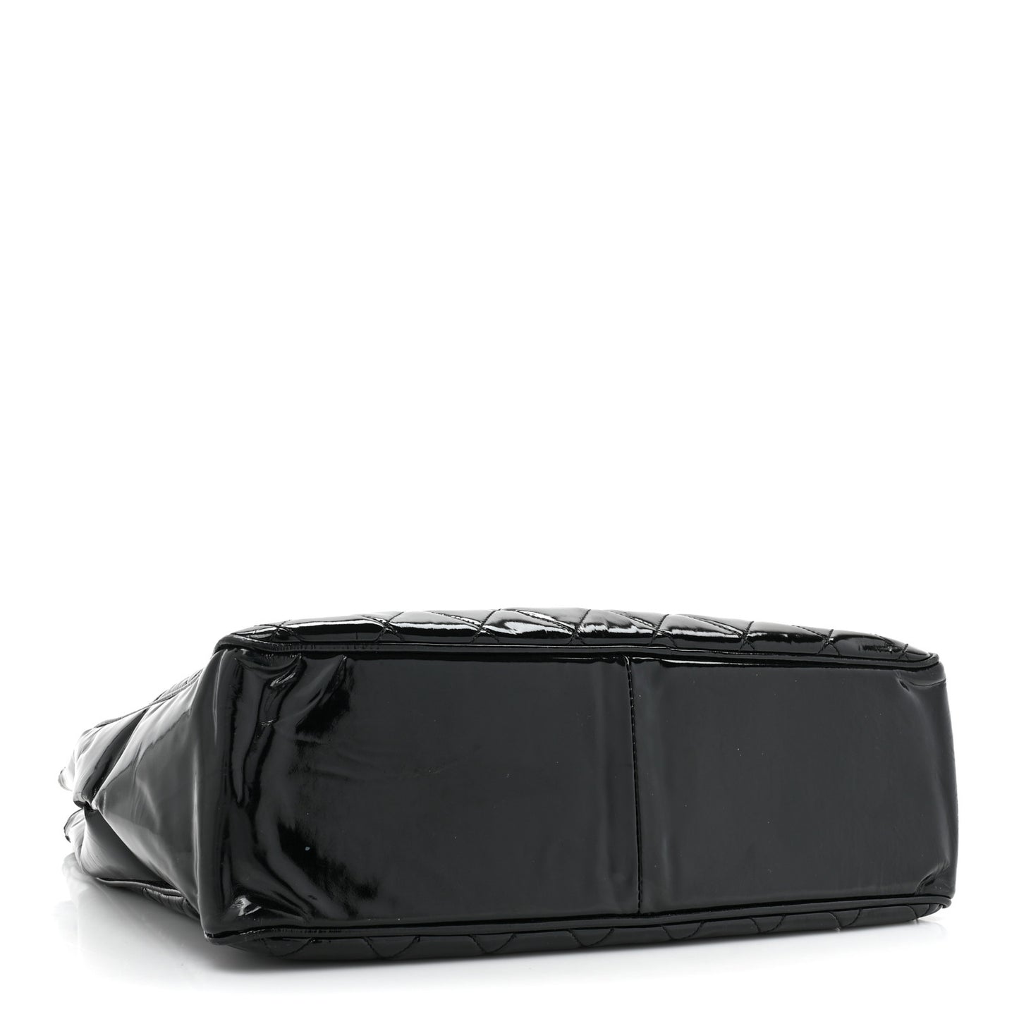 Patent Quilted Tote Black