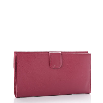 Prada Saffiano Metal Continental Flap Wallet Peonia 3 of 18