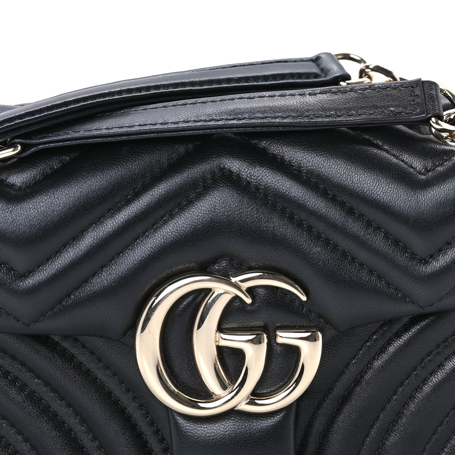 Gucci Lambskin Matelasse Small GG Marmont Shoulder Bag Black 6 of 8