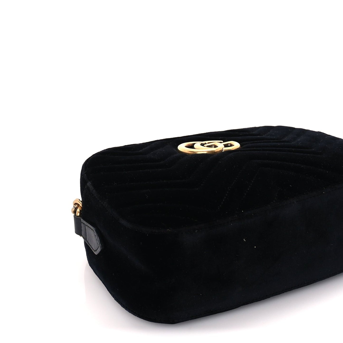 Velvet Matelasse Small GG Marmont Chain Shoulder Bag Black