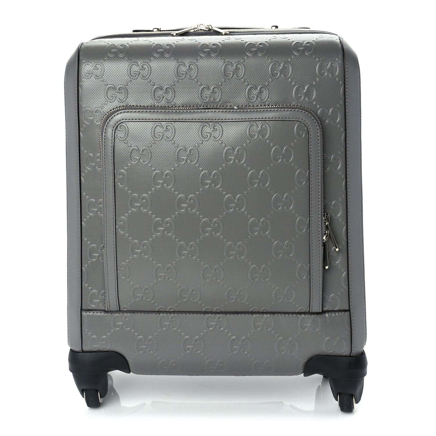 Gucci Monogram Jumbo GG Textured Dollar Calfskin Small Carry On Trolley Grey 1 of 8