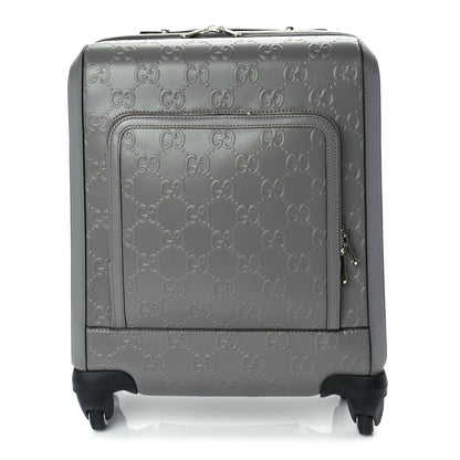 Gucci Monogram Jumbo GG Textured Dollar Calfskin Small Carry On Trolley Grey 1 of 8