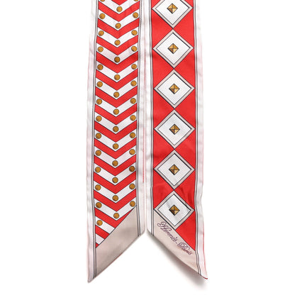 Hermes Silk Colliers Et Chiens Twilly Rouge White Mastic 2 of 4