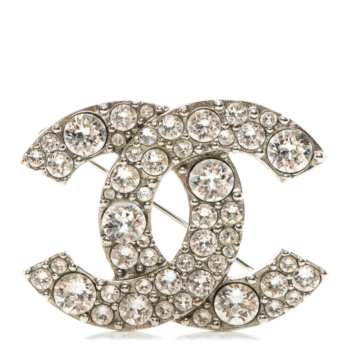 Crystal Large CC Brooch Silver