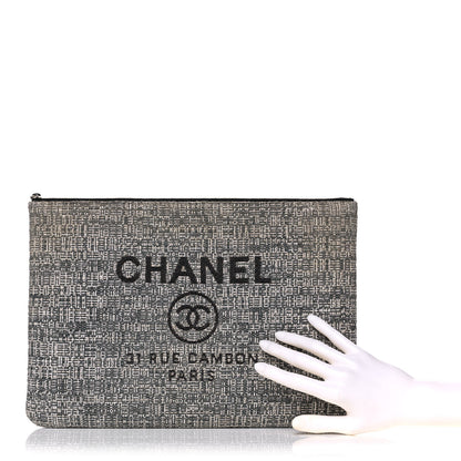 Chanel Canvas Medium Deauville Cosmetic Pouch Grey 2 of 11