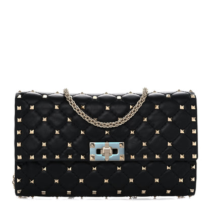 Valentino Garavani Lambskin Rockstud Spike Wallet on Chain Black 1 of 10