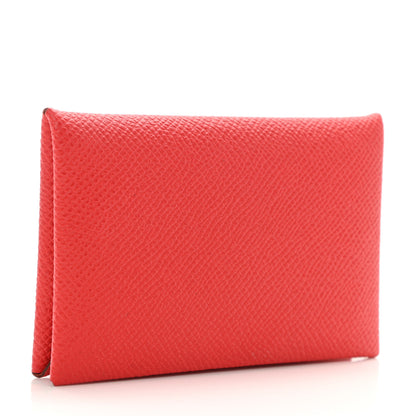 Hermes Epsom Calvi Card Case Rouge Casaque 3 of 7