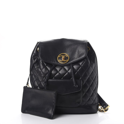 Chanel Lambskin Quilted Drawstring Backpack Black 3 of 11