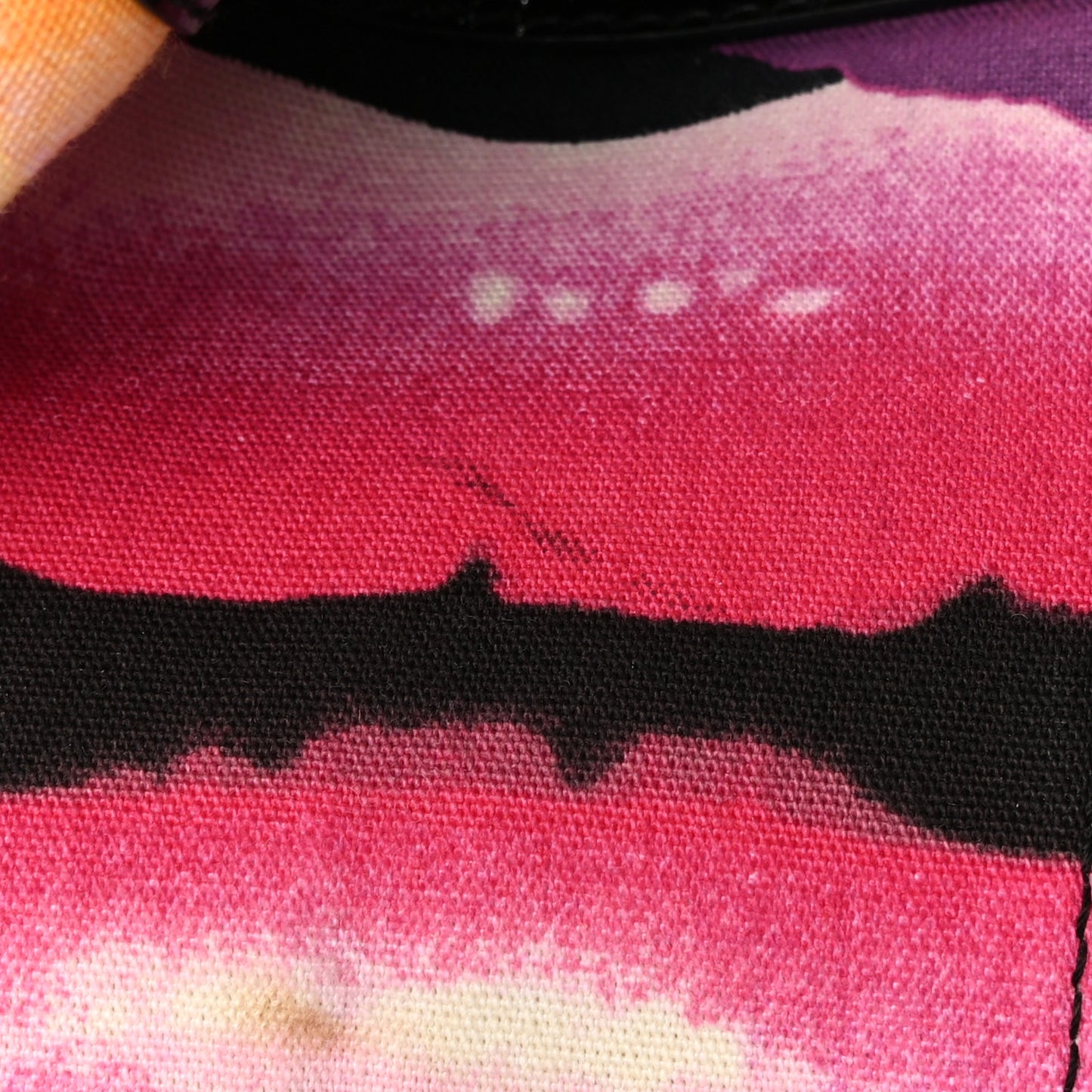 Patent Crystal Embellished Canvas Lips Print Tote Black Multicolor