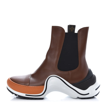 Louis Vuitton Calfskin Archlight Flat Chelsea Boots 38.5 Cognac 1 of 8