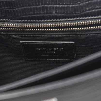 Saint Laurent Lizard Calfskin Embossed Classic Medium Monogram Universite Bag Black 5 of 8